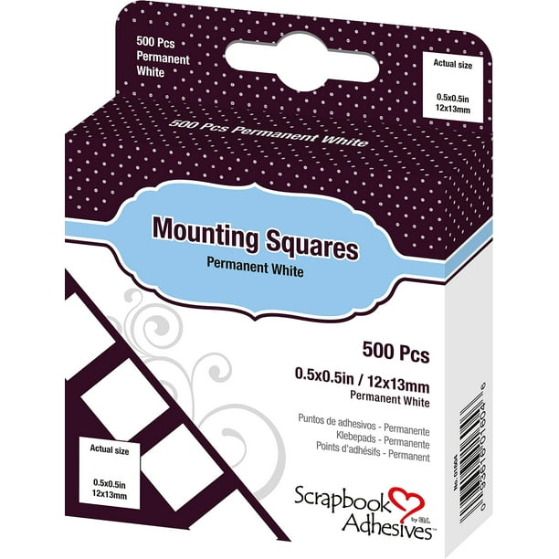 Scrapbook Adhesives Carrés de Montage 500/Pkg-Permanent, Blanc,.5"X.5"