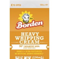Borden 36% Milkfat Heavy Whipping Cream, 0.5 Pint, 8 Fl. Oz.