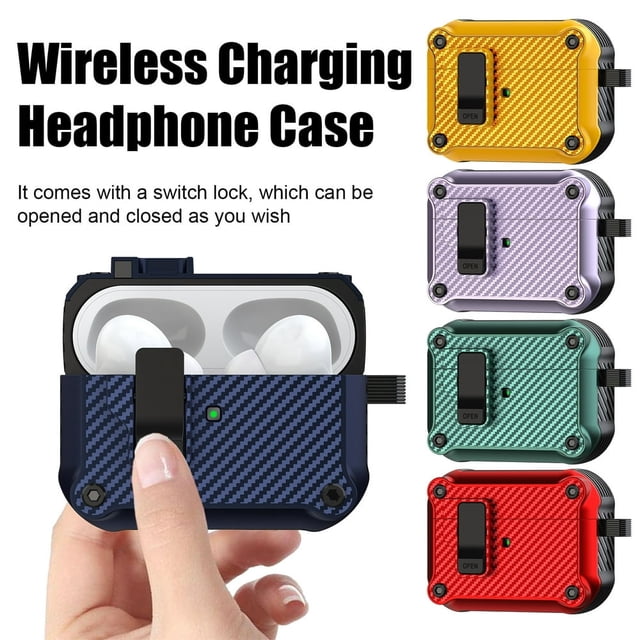 EIGTHTAIL Case Cover for Airpods Pro2 Shock-Proof Earphone Protective Case with Switch Lock Wireless Charging Support Anti-Fall Headphone Case