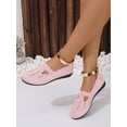 thumbnail image 5 of Women‘s Large Size Pink Knitting Hollow Out Breathable Flat Shoes For Spring And Summer, 5 of 7