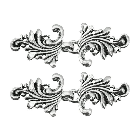 Cloak Clasp 2 Pairs Sew on Fasteners Hooks and Eyes Clasps(Silver)