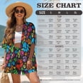 thumbnail image 7 of FKELYI Women's 2 Piece Set Short Sleeve Shirt & Shorts with Elastic Waist Summer Beachwear Colorful Dog Paw Print Soft Vacation Outfits Open Front Top Lounge Set, XL, 7 of 7