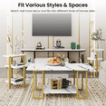 thumbnail image 6 of Baxluxe 3 Pieces Faux Marble Table Set, Modern Rectangle Coffee Table with 2 Side Table, Faux Marble Tabletop and Metal Frame, 3 Pieces Table Sets for Living Room, Apartment, White & Black, 6 of 8