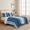 thumbnail image 5 of Full Quilt Set 78''x90'', Navy Blue Ombre Stripe Lightweight Summer Bedspread Coverlet Set with 2 Pillow Shams, Farmhouse Simple Striped Breathable All Season Quilt Bedding for Bedroom/Guest Room, 5 of 9