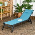 thumbnail image 2 of Outsunny Chaise Longue d'Extérieur avec Roues, Chaise de Bronzage à 5 Positions, Bleu, 2 of 10