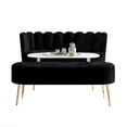 thumbnail image 3 of Castle Place Modern Luxury Upholstered Velvet Love Seat with Bench and Coffee Table, Black, 3 of 9