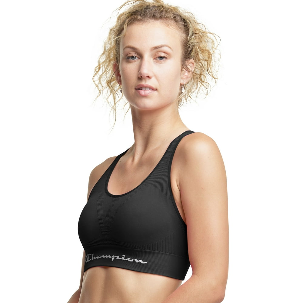 Champion Champion Womens Eco Infinity Sports Bra, XXL, Black