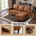thumbnail image 7 of Bonzy Home Sectional Sofa Couch, L Shaped Faux Leather Couch Sofa with Reversible Chaise, Lounge Sofa for Living Room Apartment Small Space, 7 of 7