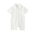 thumbnail image 1 of SUNSIOM Baby Boys Girls Jumpsuits Short Sleeve Lapel Collar Solid Color Button Up Rompers Newborn Clothes, 1 of 6