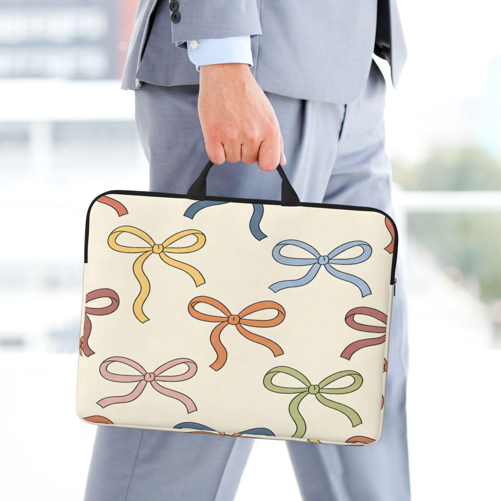 Laptop Sleeve Bag For Women Men 14inch Waterproof Durable Protective Computer Carrying Cover Handle Laptop Case Bag Colorful Bows (2)