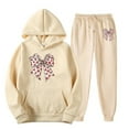 thumbnail image 4 of HOWPAY Sweatsuits Women 2 Piece Outfit Long Sleeve Bow Printed Valentines Hooded Pullovers Tops and Jogger Sweatpants Sets Lightweight Soft Lounge Sets Light Yellow XXL, 4 of 4