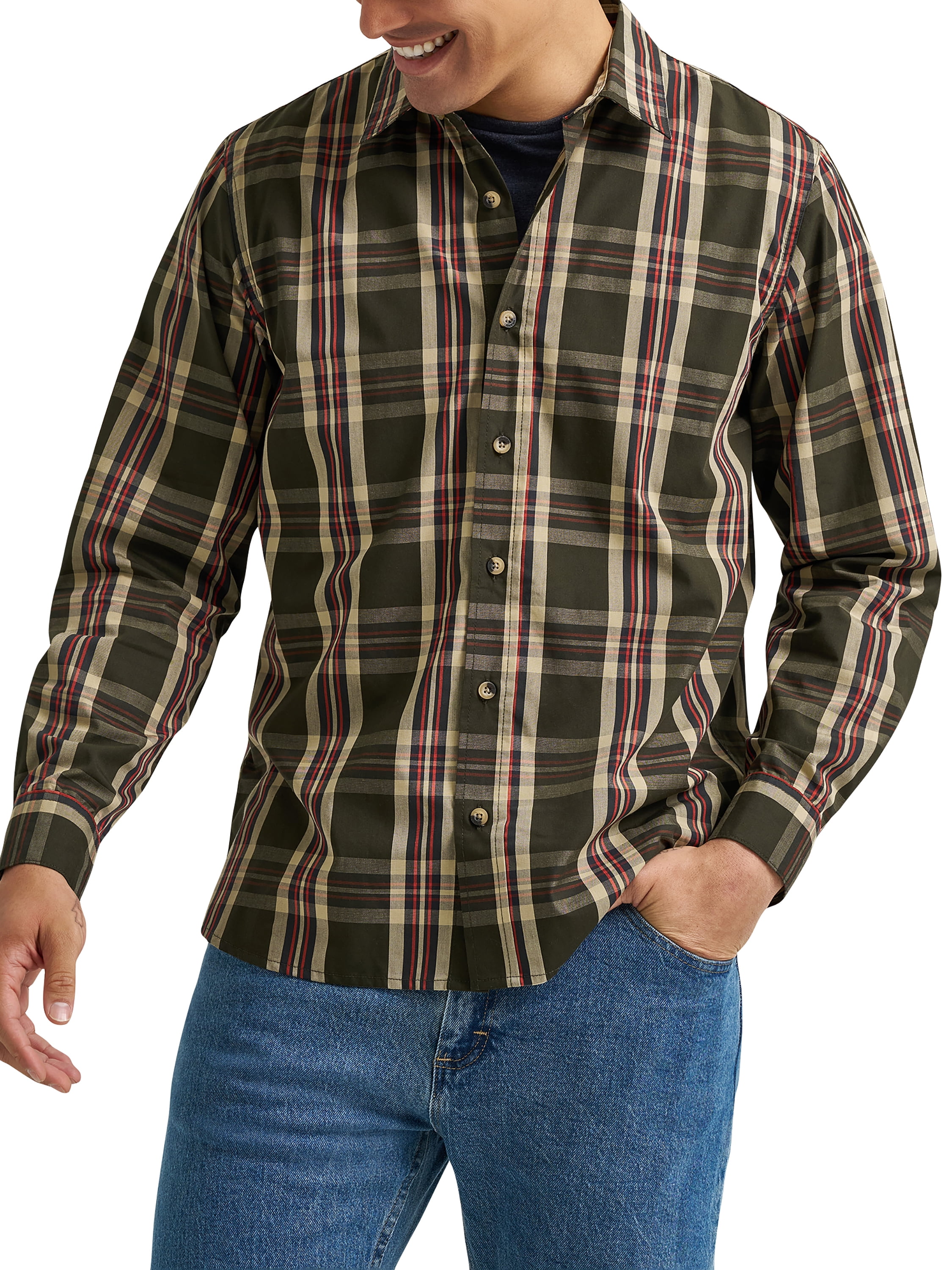 Wrangler® Men's Long Sleeve Plaid Shirt, Sizes S-5XL