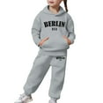 thumbnail image 7 of Kids Sweatsuit Set for Girls,2PC Long Sleeve Letter Printed Basic Hoodie Jogger Set Warm Fall Winter Clothes Girls Set 4-5 Years, 7 of 7