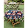 thumbnail image 4 of Outdoor Tablecloth with Umbrella Hole for Patio/Picnic/Party/Camping, Independence Day Gnomes Waterproof Table Cloth Round Cover Washable, Blue Truck Balloons Firework (Dia 60"), 4 of 9