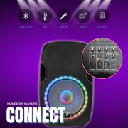 MUSYSIC MU‑15P3K Professional 15 Powered Speaker – 3000W Peak, Bluetooth, USB, SD Card, FM Radio, Dual Mic Inputs, LED Light, Remote Control