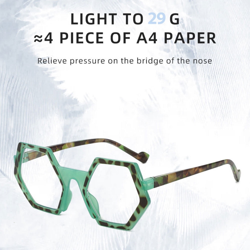 4 Pairs of Polygon Blue Light Blocking Reading Glasses 3.00 Oversized Tortoiseshell Presbyopic Glasses Stylish Candy Color Spring Hinge Readers +3.00