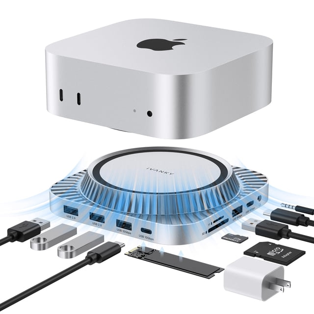 Base dock IVANKY 13 en 1 para Mac mini M4 con HDMI 4K a 144 Hz