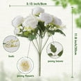 thumbnail image 3 of Flores Artificiales de Peonías, 3 Paquetes de Flores Blancas Artificiales Peonías Falsas, Peonías de Seda Ramo de Boda para Centro de Mesa Fiesta Decoración del Hogar, 3 of 4