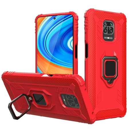 For Xiaomi Pocophone M2 Pro Carbon Fiber Protective Case with 360 Degree Rotating Ring Holder