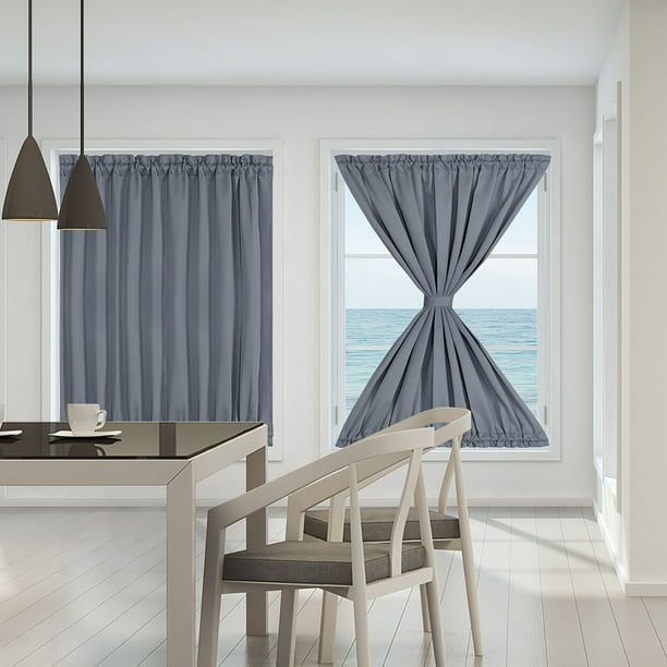 French Door Curtains Thermal Insulated Blackout Curtain Rod Door Curtain Panel 2 Panels Dark Gray 54 X 72 Walmart Com Walmart Com