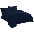 thumbnail image 2 of Duvet Cover 5 Piece Set Half-Ruffle (1 Duvet Cover & 4 Pillowcases) 100% Egyptian Cotton Quilt Cover with Zipper, 400TC Luxury Covers for Comforter & Blanket - Navy Blue Solid, Oversize Queen Size., 2 of 8