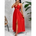 thumbnail image 4 of Crisscross Tie Backless Halter Swing Maxi Dress for Women, 4 of 10