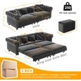 thumbnail image 2 of 89'' Pull Out Sofa Bed King, Chesterfield Velvet Sleeper Sofa, Convertible L-Shaped Futon Couch, Tufted Back, 4 Pillows, Ottoman, Deep Seat Loveseat Couches for Living Room, Apartment, Gray, 2 of 11