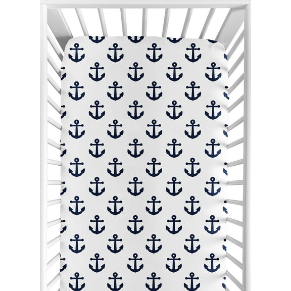 Sweet Jojo Designs Sailor Navy Blue and White Fitted Crib Sheet