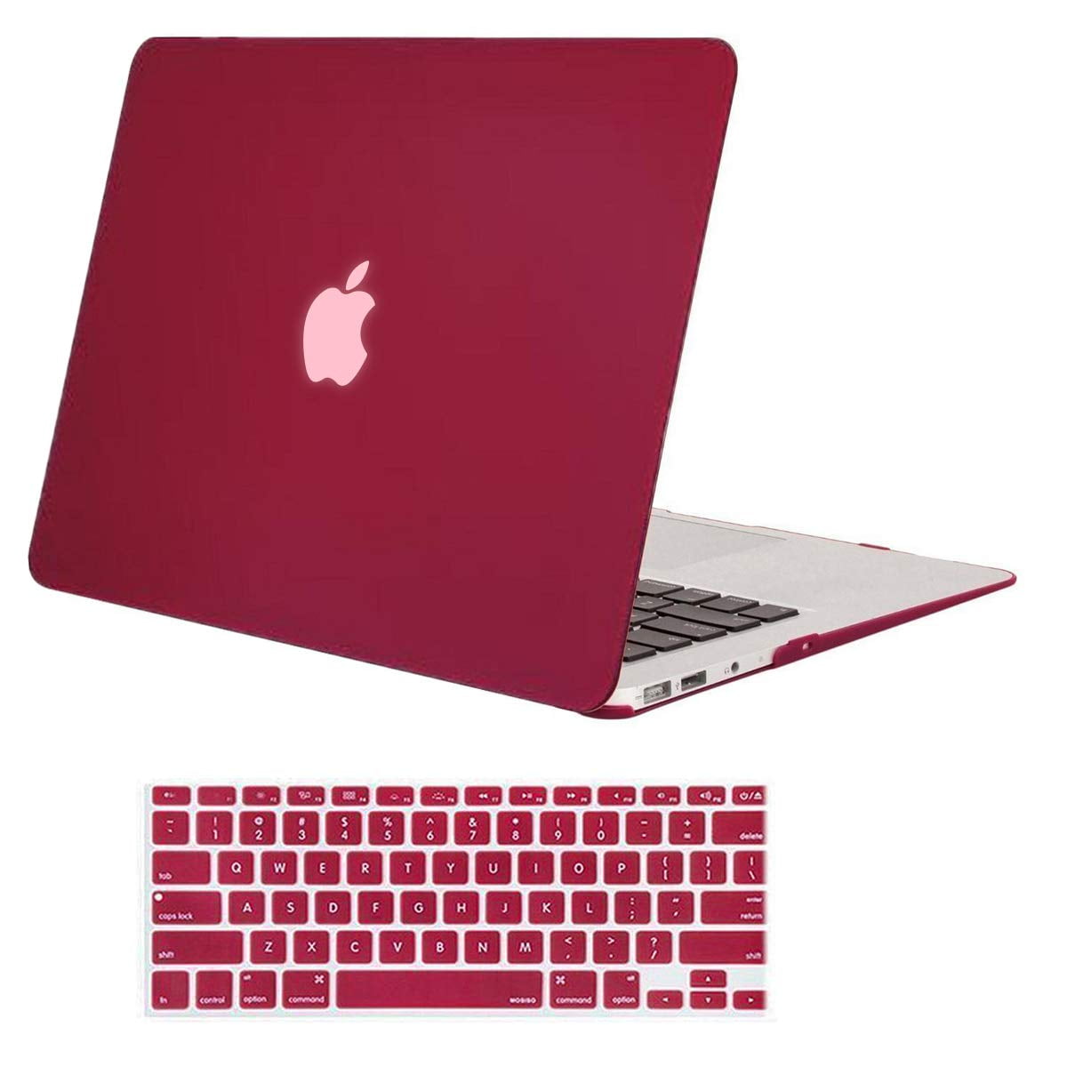 Mosiso Plastic Hard Cover Case for MacBook Air 13 inch No Touch ID (Models:  A1369 &A1466,2010-2017)With Keyboard Cover,Wine-Red