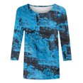 thumbnail image 4 of Jusqu'à 30 % de Réduction DYTTDG T-shirt Grande Taille pour Femmes Manches 3/4 Hauts Imprimés Col Rond Blouse Décontractée Ample Hauts pour Femmes, 4 of 5