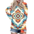 thumbnail image 2 of Hoodie Sweatshirt for Women Southwestern Tribal Geometric Print Graphic Long Sleeve Relaxed Fit Pullover with Drawstring Casual Daily Clothes Top, 2 of 5