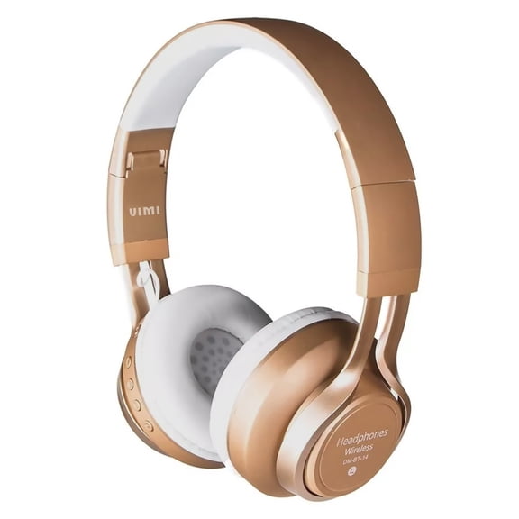 Audifonos Manos Libres De Diadema Bluetooth VIMI Con Conexion 3.5 Y Radio Dorado