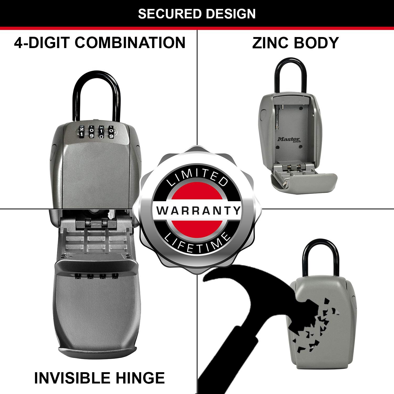 Master Lock Heavy Duty Key Lock Box, Outdoor Lock Box for House Keys, Key Saf...