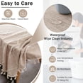 thumbnail image 5 of ICEANT 24 inch Linen Textured Tablecloth with Tassel, Round Grid Pattern Waterproof Wrinkle Free End Bedside Table Cover, Spill-Proof Table Cloth For Dining Room & Living Room, Coffee, 5 of 6