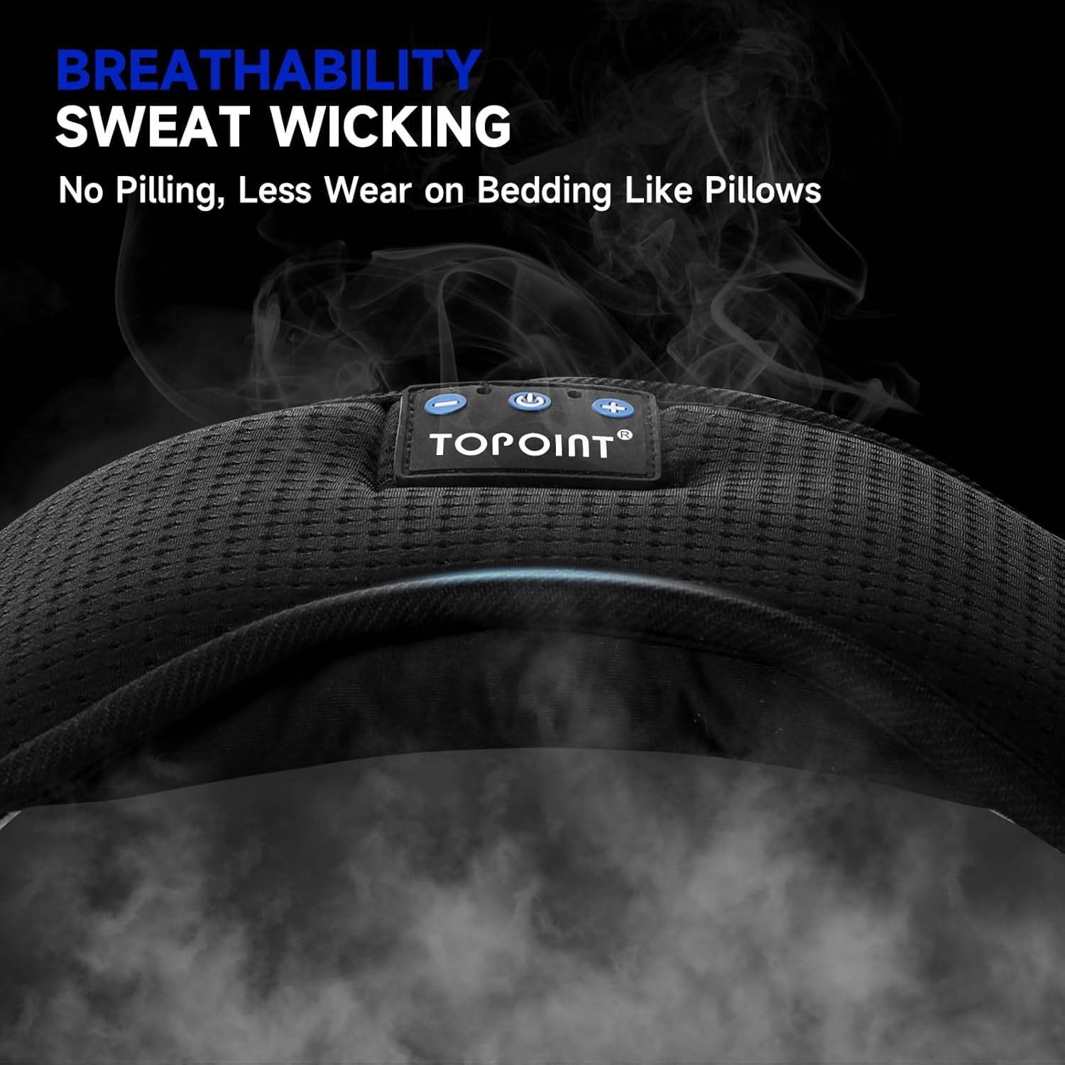 Sleep Mask, Bluetooth Eye Mask Bluetooth, TOPOINT Breathable Cotton Sleep Headphones for Sleeping Side Sleepers Travel Meditation Music Headsets with Microphone Handsfree Men Women, Black