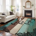 thumbnail image 2 of Vintage Boho Area Rugs 5'x8', Washable Small Throw Rugs for Classroom Bedroom, Farmhouse Retro Teal Brown Wooden Grain Indoor Outdoor Rug Non-Slip Low Pile Carpet Runner Reversible Floor Mats, 2 of 8