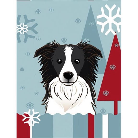 Winter Holiday Border Collie Flag Garden Size