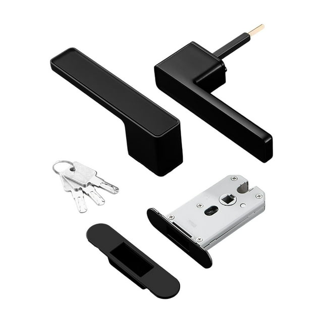 Manijas de puerta interiores Cerradura de manija de puerta con llave Accesorios elegantes Pomo de puerta moderno Palanca de puerta para puertas de arm Negro