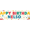 thumbnail image 4 of Colorful Personalized Happy Birthday Banner with Balloons Gifts Party Hats Background Party Decoration Photography Prop Birthday Party Supplies Birthday Decoration Backdrop, 4 of 8