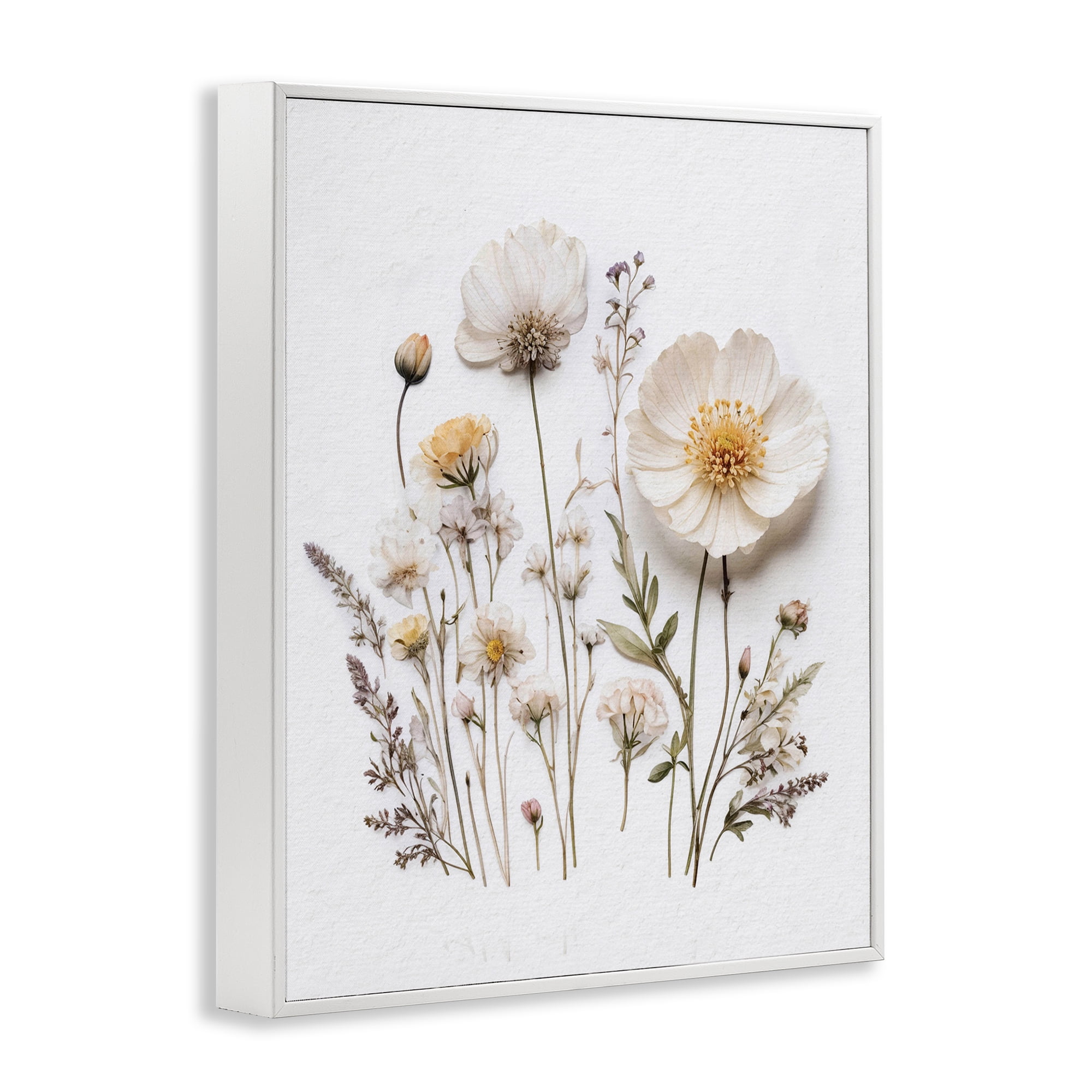 Pressed Bathroom Botanicals White Framed Giclee Art, design by Lettered and Lined
