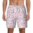 thumbnail image 2 of Picia Cute Rabbit Flower pattern Mens Swim Trunks with Compression Liner Stretch Beach Shorts Quick Dry with Zipper Pockets No-Chafing Board Shorts-Large, 2 of 9
