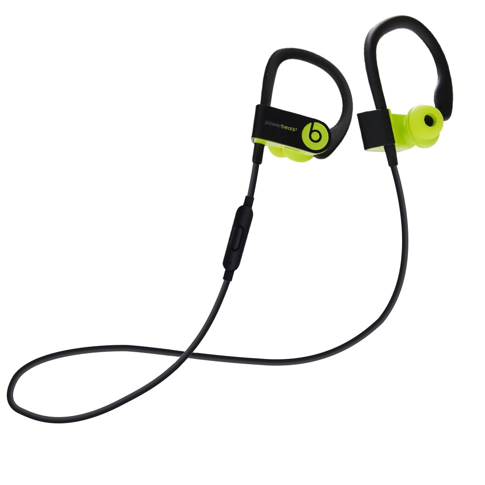 Restored Beats Powerbeats3 Wireless Earphones - Shock Yellow with Cable (Refurbished)