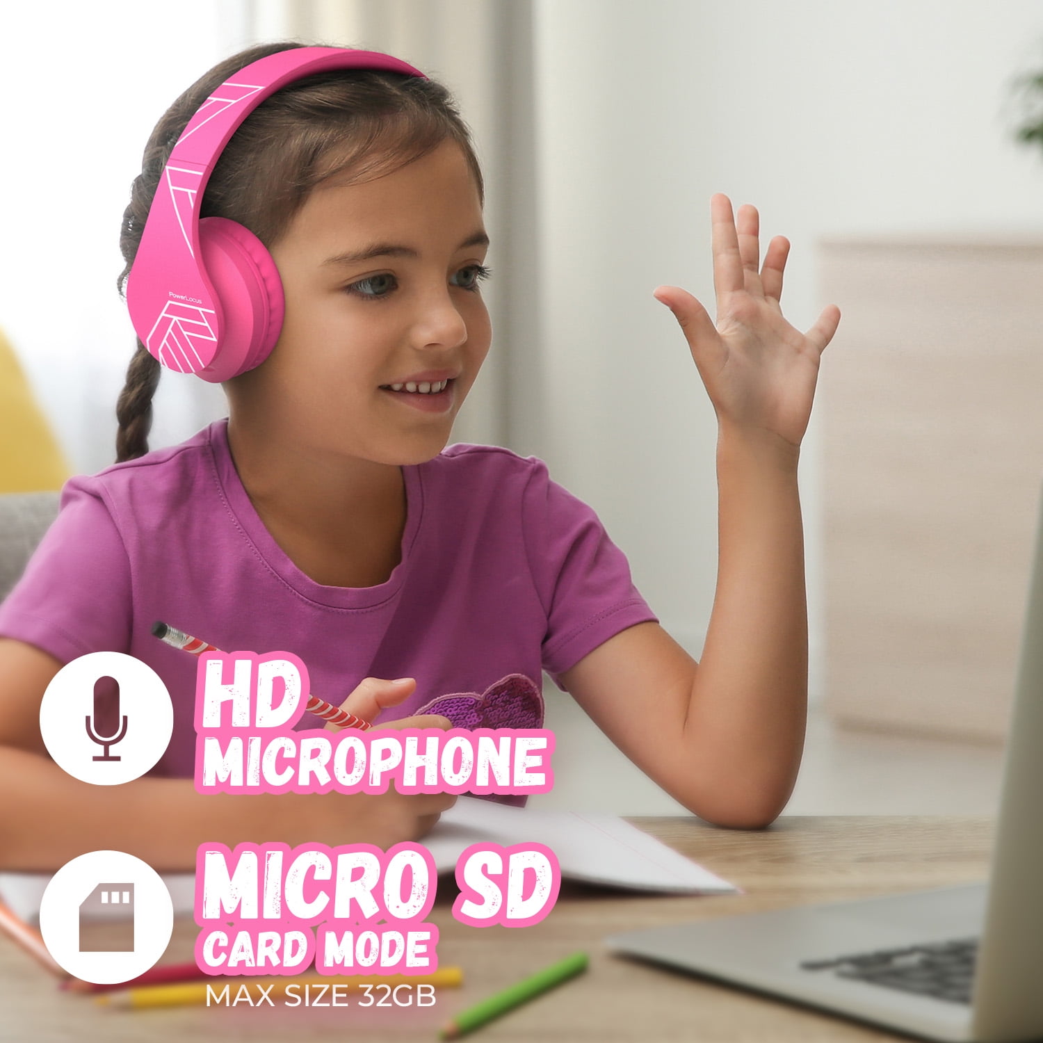 PowerLocus Casque Bluetooth Enfant, P2 Casque Audio pour Enfants