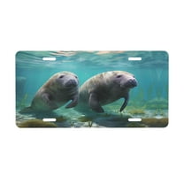 KAKALAD Underwater Ocean Sea Wildlife Manatee 03 Aluminum Universal Car Vehicles License Plate 6" x 12" (4 Holes)