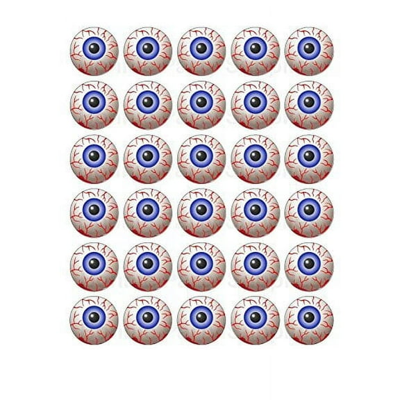 30 Halloween Eyeball Edible Frosting Image Cupcake or Cookie Toppers
