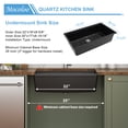 thumbnail image 2 of 32 Inch Modern Masonry Black Quartz Workstation Kitchen Sink  Single Bowl Undermount Sink with Accessories, 2 of 11