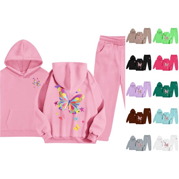Kids Hoodie Tracksuit Set Unisex Two Piece Hoodie Sweatshirt With Pants