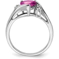 thumbnail image 2 of Solid 14k White Gold Created Pink Sapphire and Diamond Heart Ring - Ring Size 7.0, 2 of 8