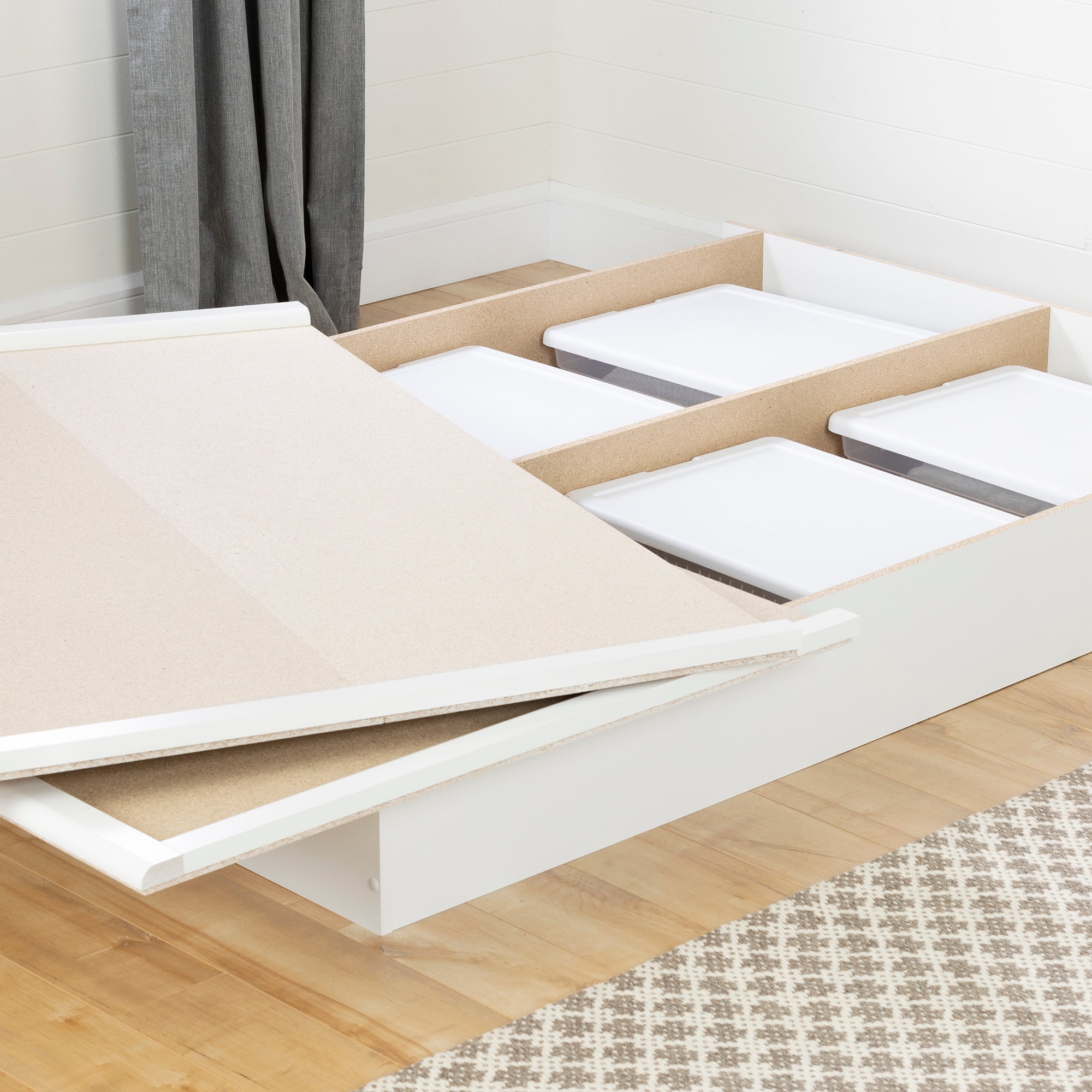 South Shore Basics 54" Full Size Platform Bed with Molding, White
