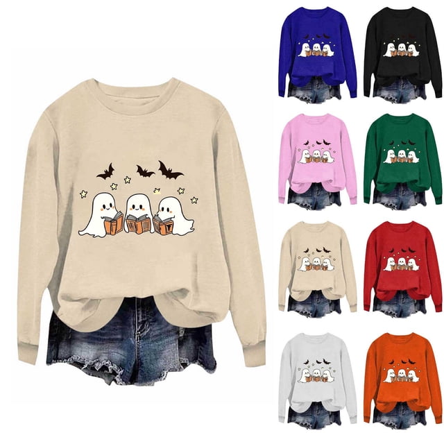 QTOCIO Sweat-Shirt pour Femmes, Chandail en Molleton Surdimensionné pour Femmes, Chandails en Molleton à Col Rond Imprimé à Manches Longues Sans Capuche Mode et Loisirs